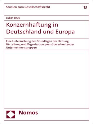 cover image of Konzernhaftung in Deutschland und Europa